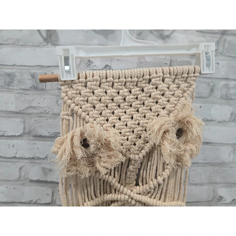 Owl Macrame Wall Hanging Handmade Woven Tapestry Boho Art Home Decor Tassel 70s